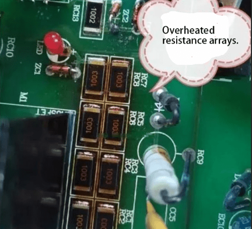 overheated resistance arrays in 35kw VFD